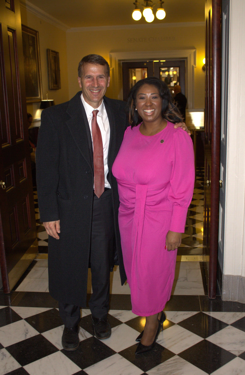 Jon Lugbill and Delegate Lashrecse Aird who is also on Sports Backers Board of Directors